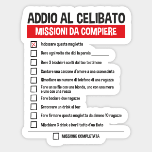 Addio Al Celibato Missioni Da Compiere Scherzo Sticker